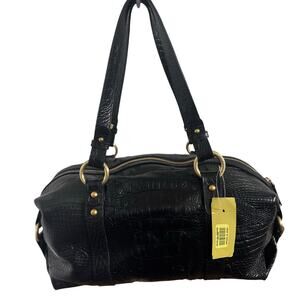 NWT $355 Brahmin Beatrice Melbourne Black Croc Embossed Leather Satchel Purse